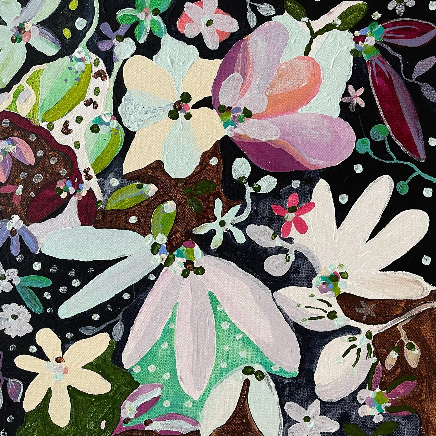 "Night blooms" original acrylic on canvas 31x31cm