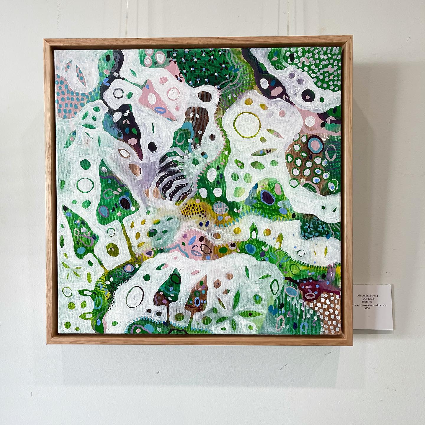 "Our Road" original acrylic on canvas framed in oak 43x43cm