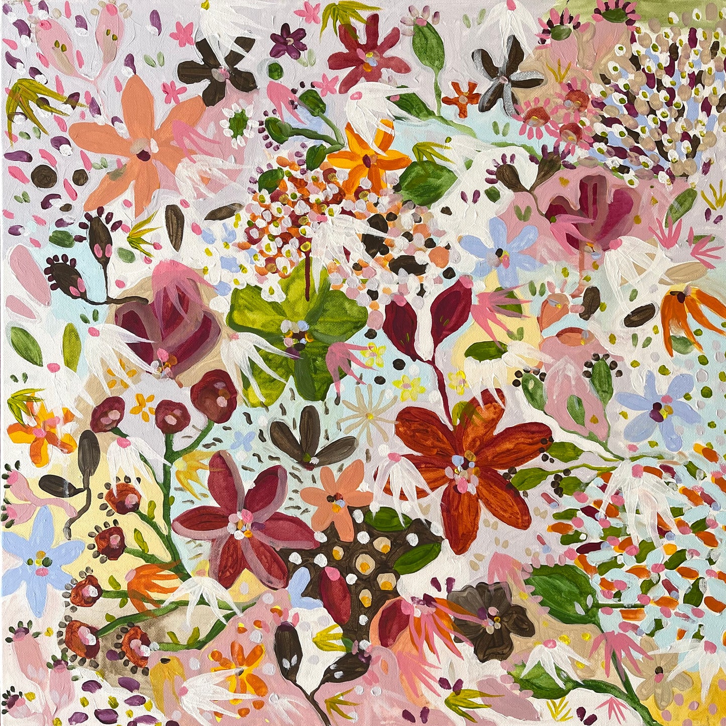 “Floral orange” 60x60cm