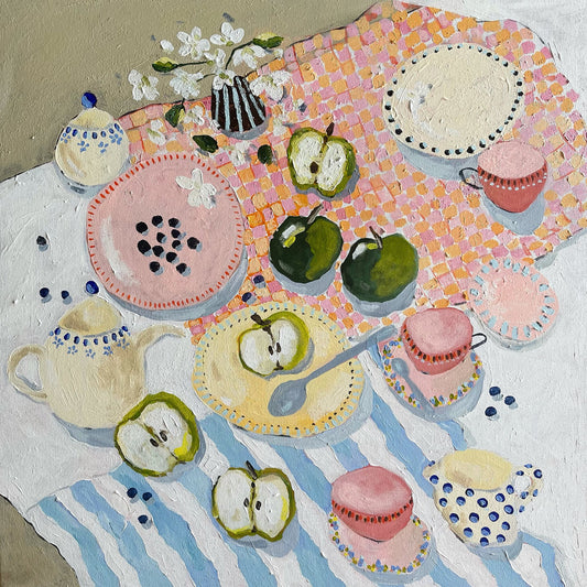 "Picnic" Custom size 30x30cm Matted cotton rag print