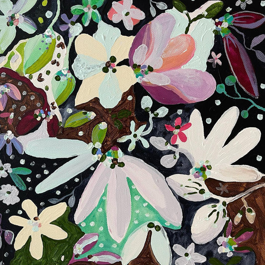 "Night blooms" original acrylic on canvas 31x31cm