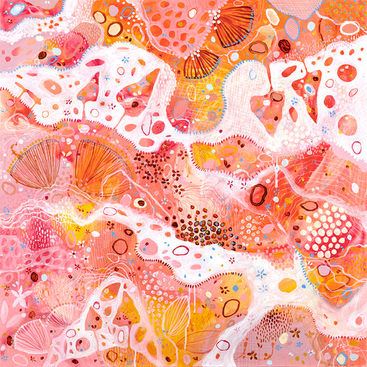 Seashells and Sand 76x76cm original acrylic on canvas framed in oak